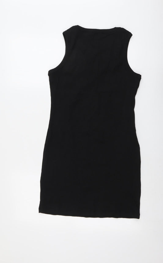 Brave Soul Womens Black Cotton A-Line Size L Round Neck Pullover