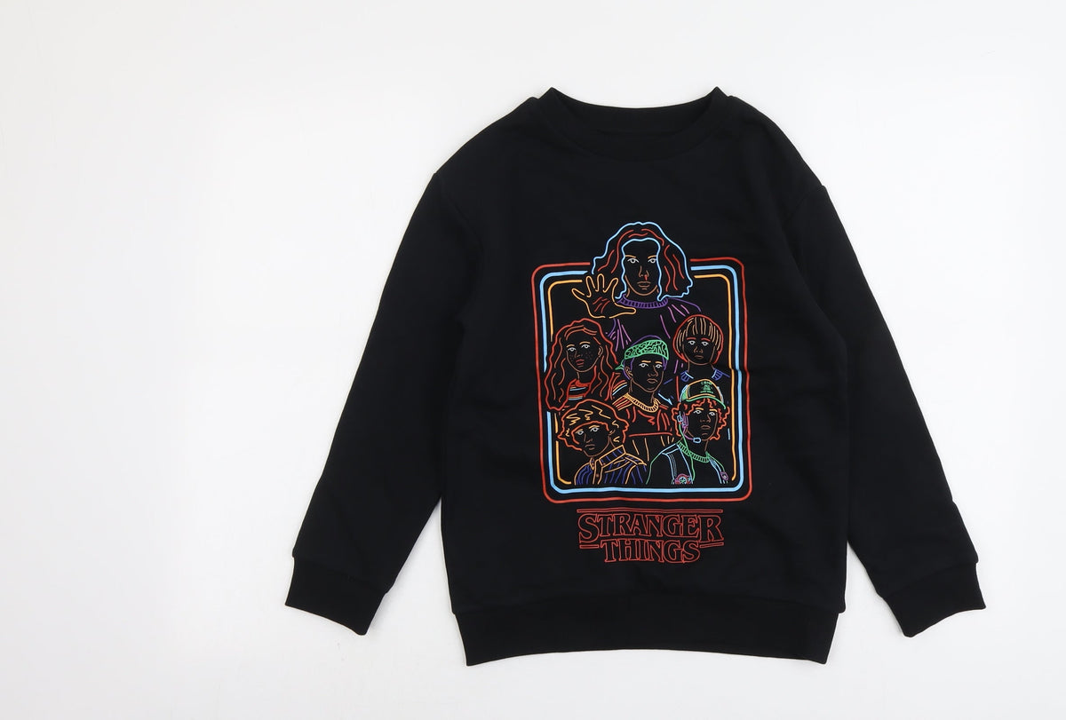 Marks & Spencer Boys Black Cotton Pullover Sweatshirt Size 9-10 Years Pullover - Stranger Things