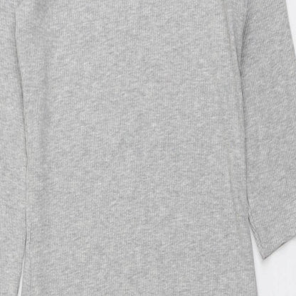 H&M Womens Grey Cotton A-Line Size 14 Round Neck Pullover - Cold Shoulder