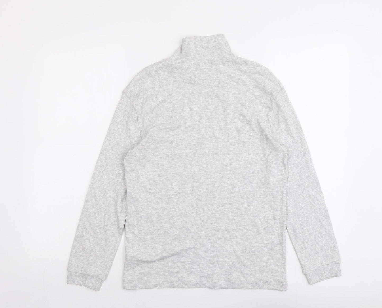 Marks and Spencer Girls Grey Cotton Basic T-Shirt Size 11-12 Years High Neck Pullover