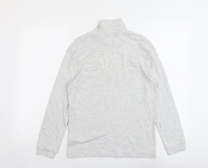 Marks and Spencer Girls Grey Cotton Basic T-Shirt Size 11-12 Years High Neck Pullover