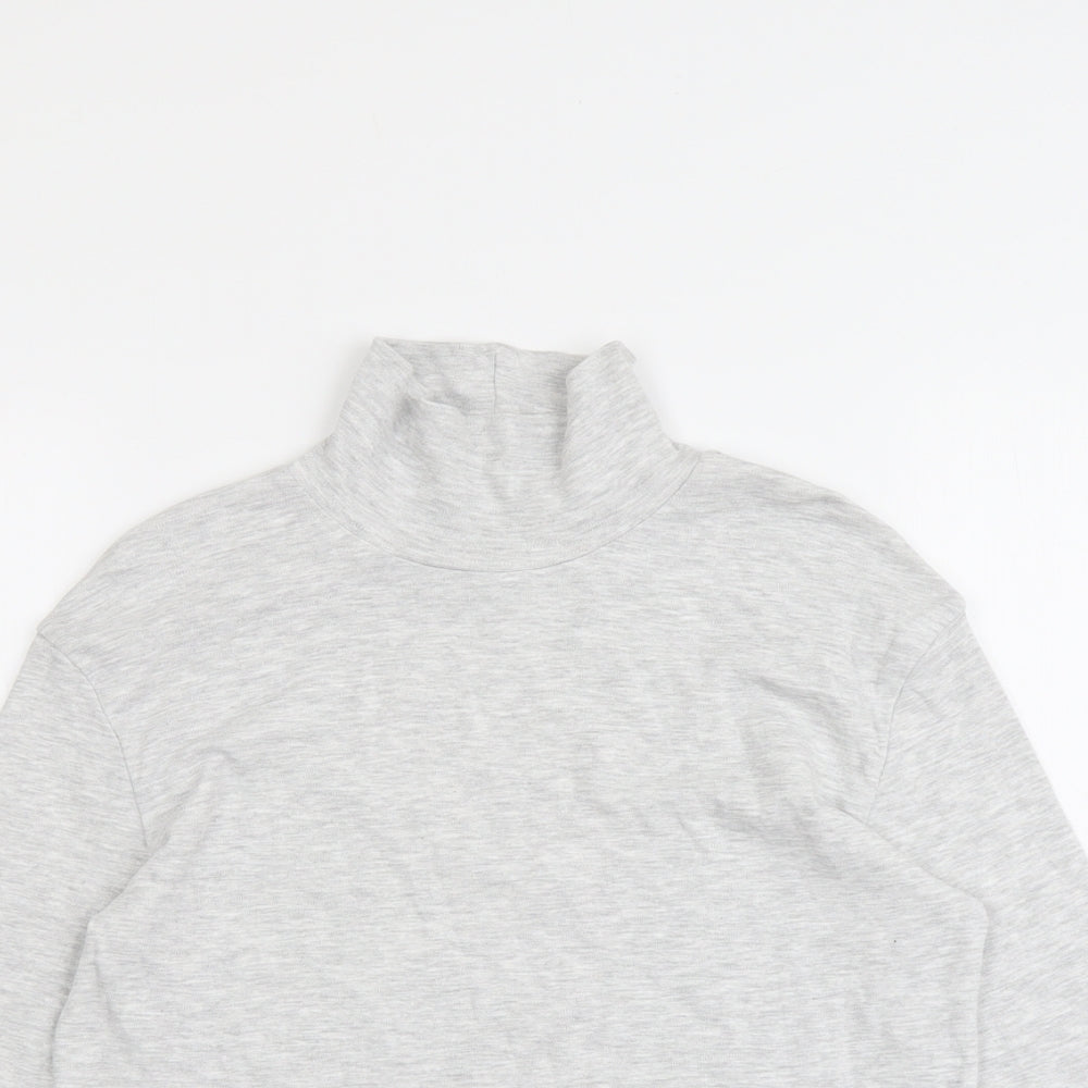 Marks and Spencer Girls Grey Cotton Basic T-Shirt Size 11-12 Years High Neck Pullover