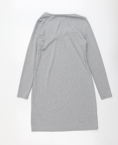 Amisu Womens Grey Polyester A-Line Size 6 V-Neck Pullover