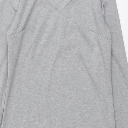 Amisu Womens Grey Polyester A-Line Size 6 V-Neck Pullover