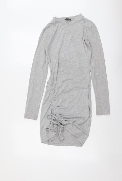 Missguided Womens Grey Polyester Jumper Dress Size 6 Round Neck Pullover
