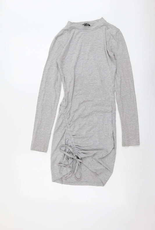 Missguided Womens Grey Polyester Jumper Dress Size 6 Round Neck Pullover