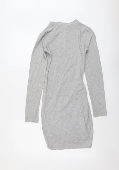 Missguided Womens Grey Polyester Jumper Dress Size 6 Round Neck Pullover