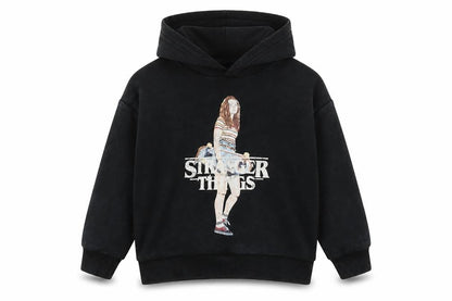 Marks and Spencer Boys Black Cotton Pullover Hoodie Size 7-8 Years Pullover - Strangers Things