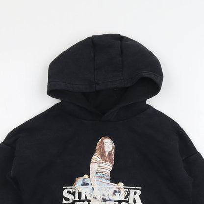 Marks and Spencer Boys Black Cotton Pullover Hoodie Size 7-8 Years Pullover - Strangers Things