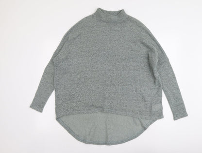 Light Before Dark Womens Green Mock Neck Acrylic Pullover Jumper Size S