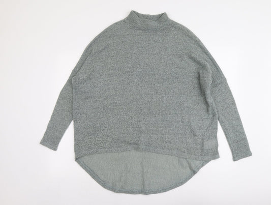Light Before Dark Womens Green Mock Neck Acrylic Pullover Jumper Size S