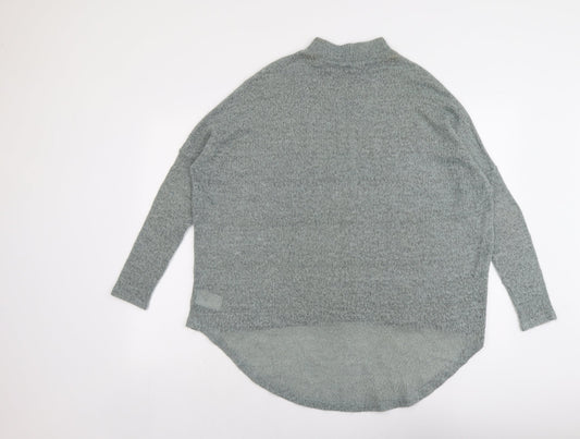 Light Before Dark Womens Green Mock Neck Acrylic Pullover Jumper Size S