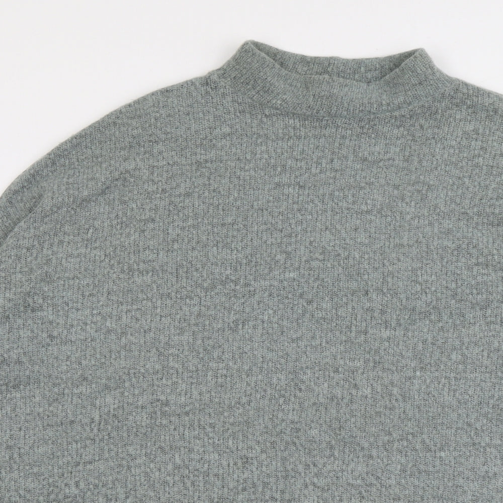 Light Before Dark Womens Green Mock Neck Acrylic Pullover Jumper Size S