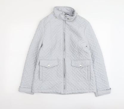 Womens UK Size 10 EWM Grey Quilted Coat