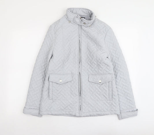 Womens UK Size 10 EWM Grey Quilted Coat