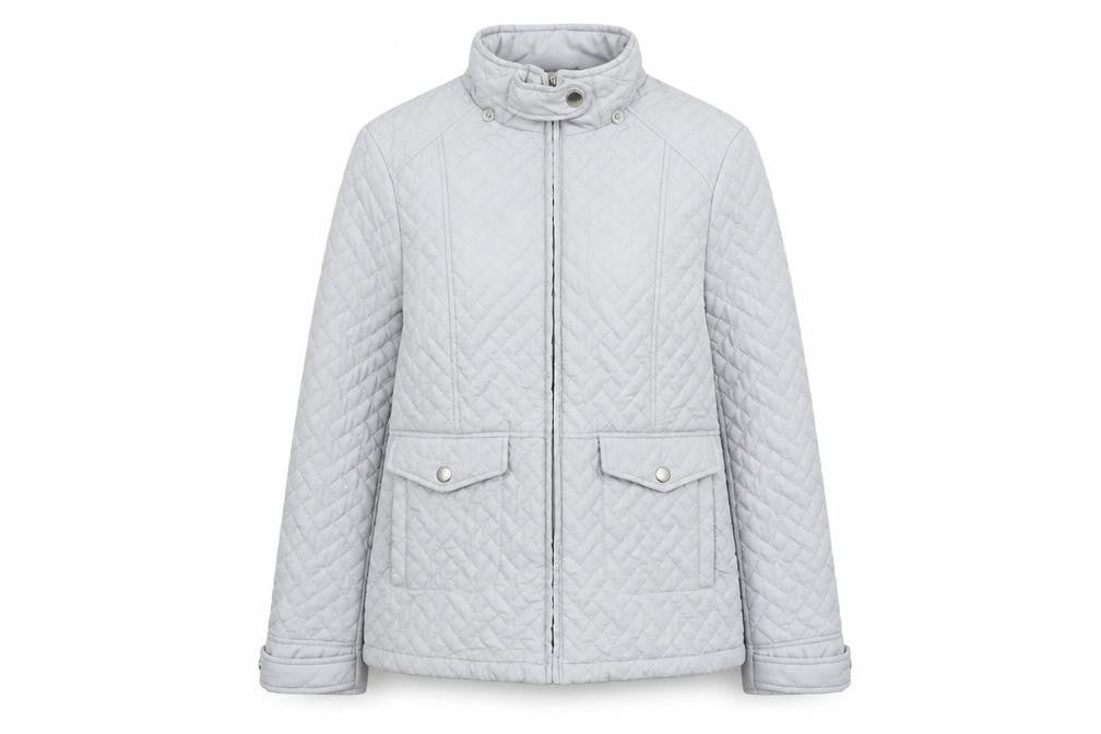 Womens UK Size 10 EWM Grey Quilted Coat