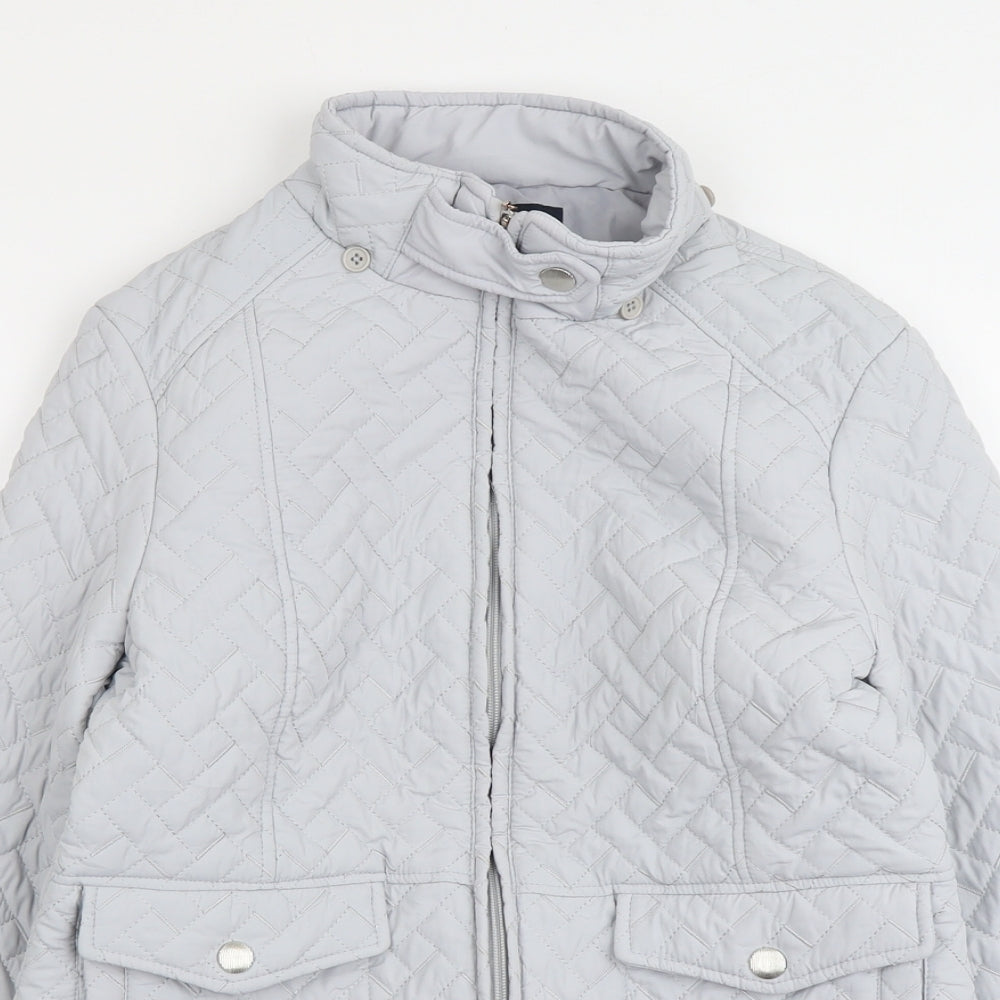 Womens UK Size 10 EWM Grey Quilted Coat