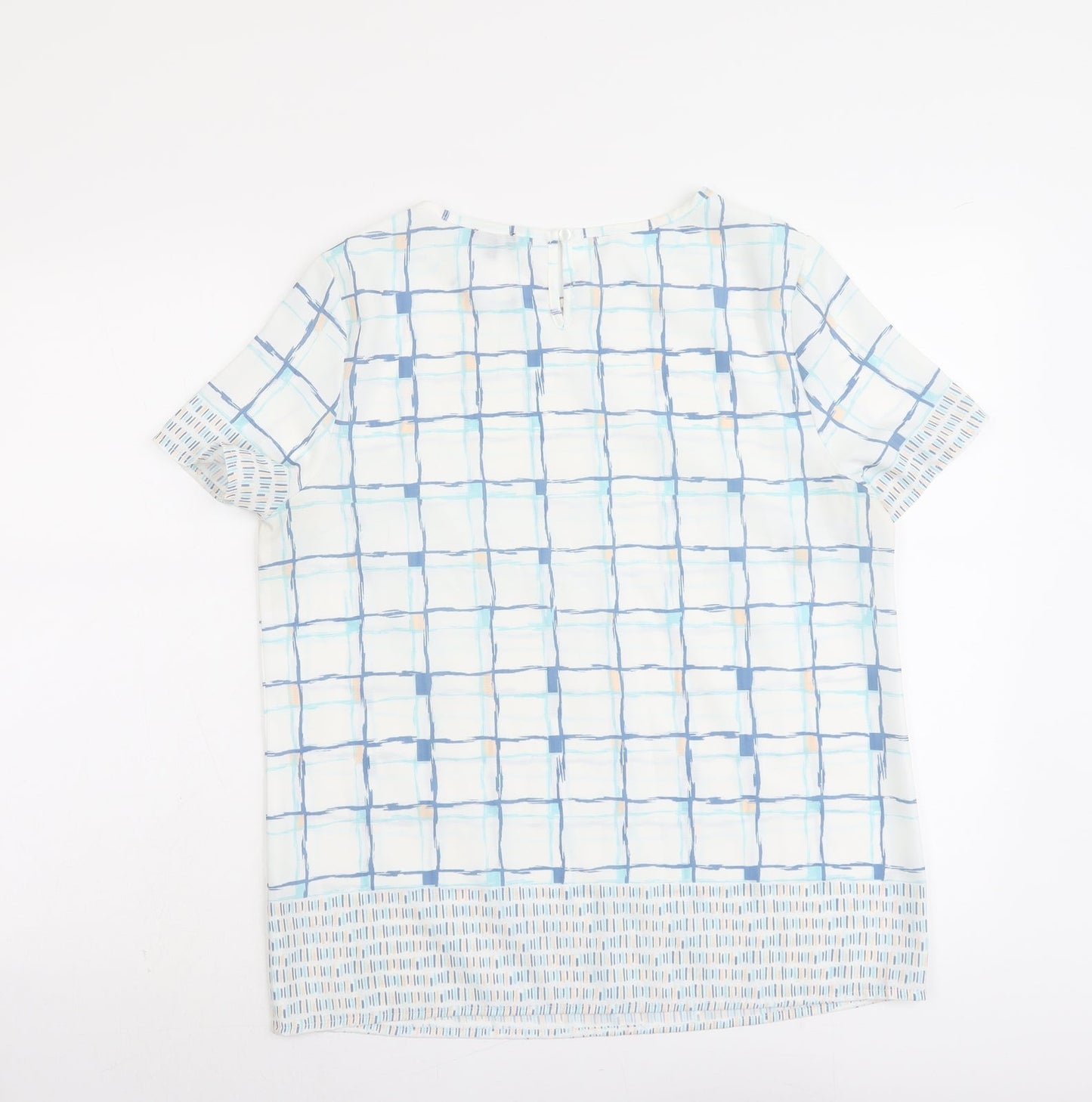 Emerco Womens Blue Geometric Polyester Basic Blouse Size 12 Round Neck