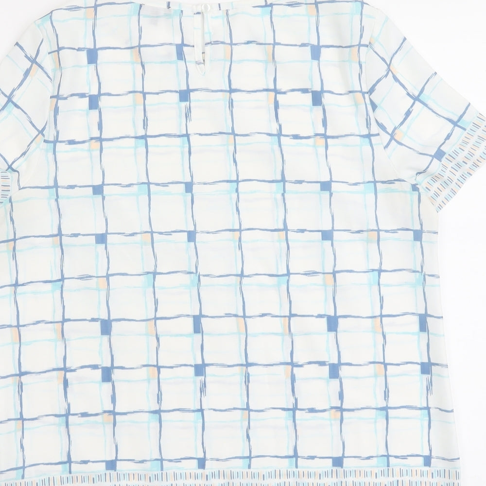 Emerco Womens Blue Geometric Polyester Basic Blouse Size 12 Round Neck