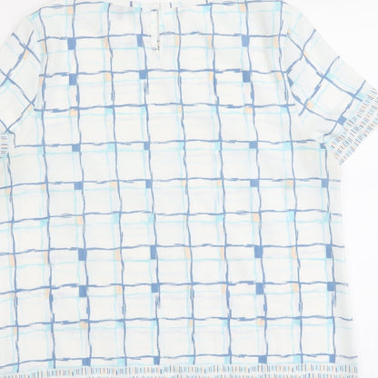 Emerco Womens Blue Geometric Polyester Basic Blouse Size 12 Round Neck