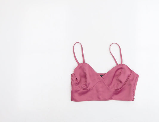 Nasty Gal Womens Pink Polyester Cropped Tank Size 8 Sweetheart