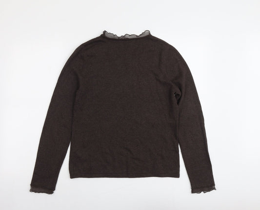 Gerry Weber Womens Brown Round Neck Cotton Pullover Jumper Size 12