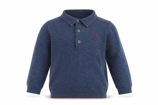 NEXT Boys Blue Collared Cotton Pullover Jumper Size 2 Years Button