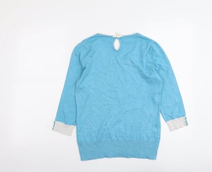 Womens UK Size 10 M&Co Blue Pullover Jumper