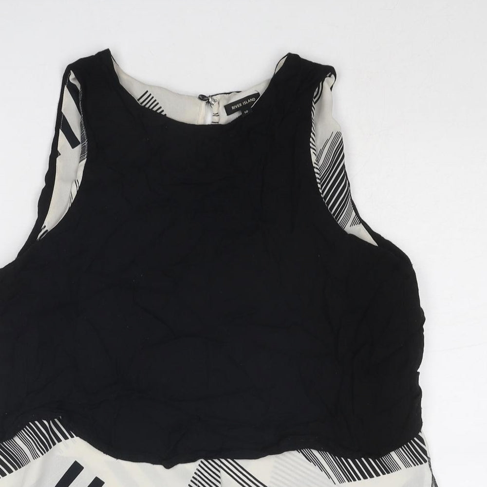Womens UK Size 10 River Island Black Basic Tank