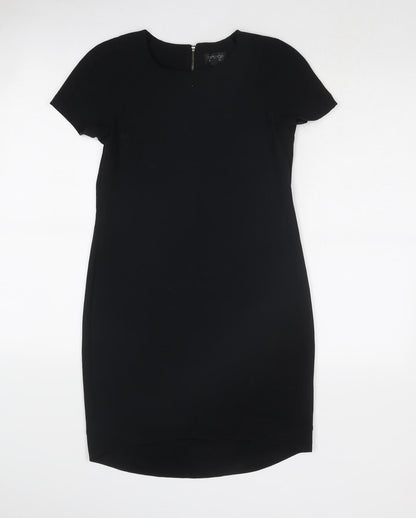 Topshop Womens Black Polyester A-Line Size 4 Round Neck Zip