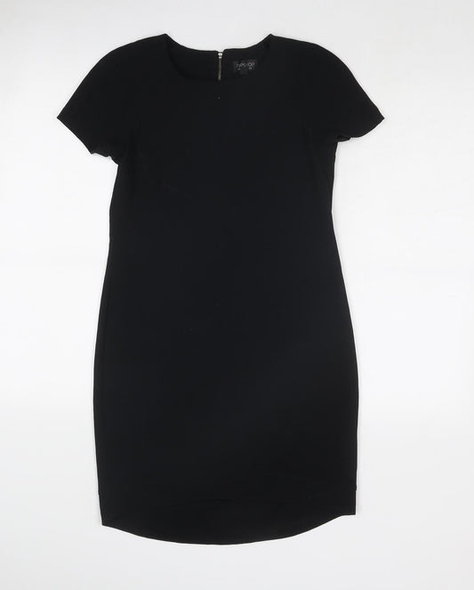 Topshop Womens Black Polyester A-Line Size 4 Round Neck Zip