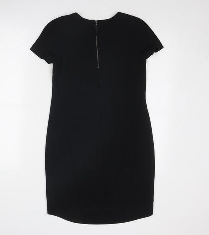 Topshop Womens Black Polyester A-Line Size 4 Round Neck Zip