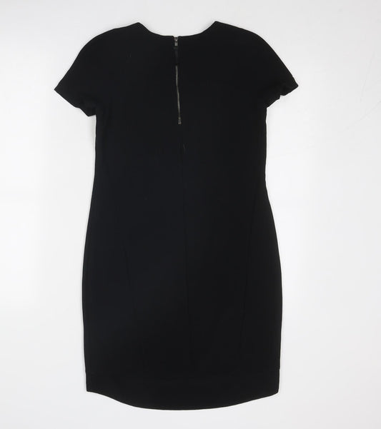Topshop Womens Black Polyester A-Line Size 4 Round Neck Zip