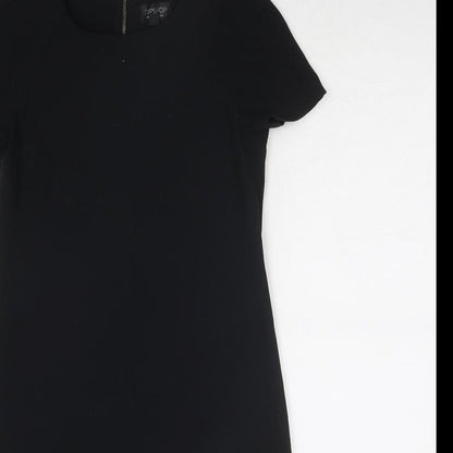 Topshop Womens Black Polyester A-Line Size 4 Round Neck Zip
