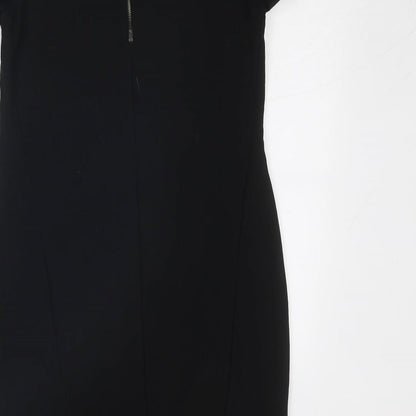 Topshop Womens Black Polyester A-Line Size 4 Round Neck Zip