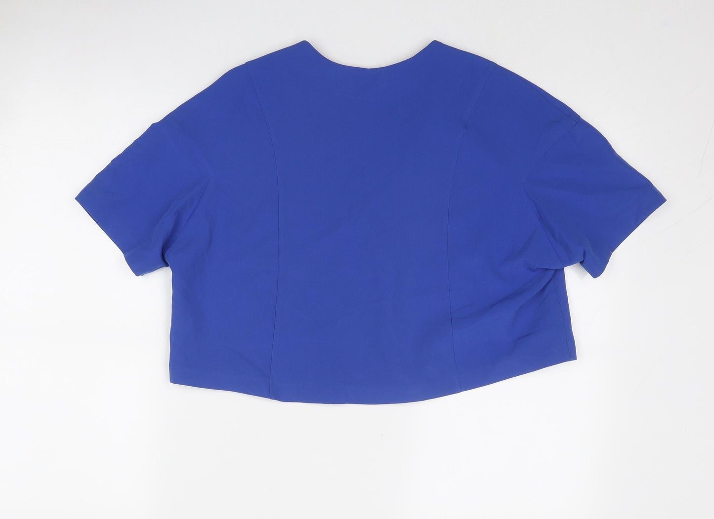 Moda Orange Womens Blue Polyester Cropped Blouse Size 14 V-Neck - Embellished