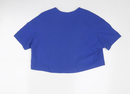 Moda Orange Womens Blue Polyester Cropped Blouse Size 14 V-Neck - Embellished