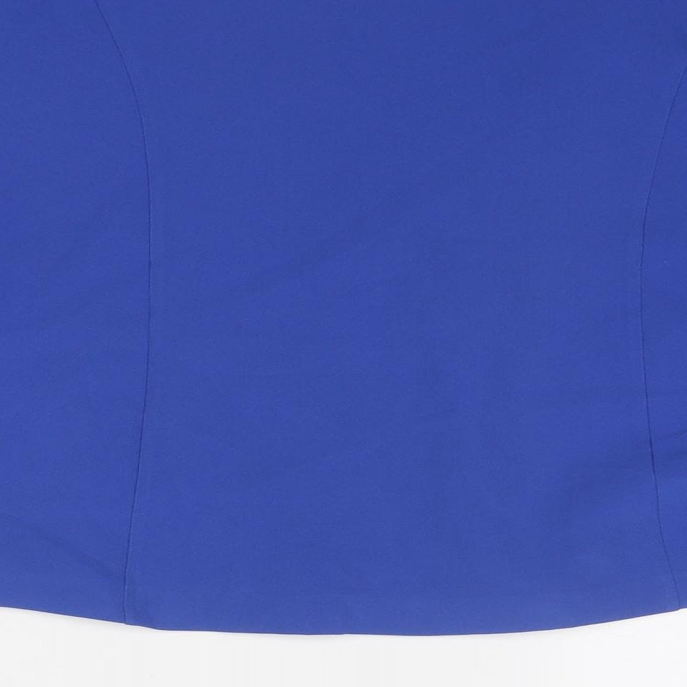 Moda Orange Womens Blue Polyester Cropped Blouse Size 14 V-Neck - Embellished