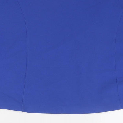 Moda Orange Womens Blue Polyester Cropped Blouse Size 14 V-Neck - Embellished
