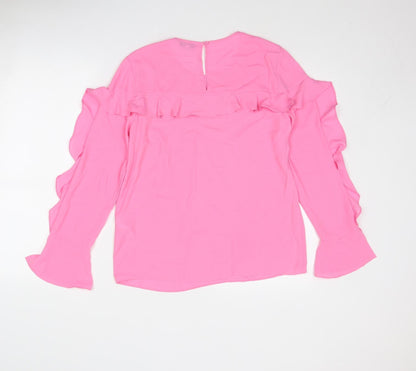 Womens UK Size 10 Warehouse Pink Basic Blouse