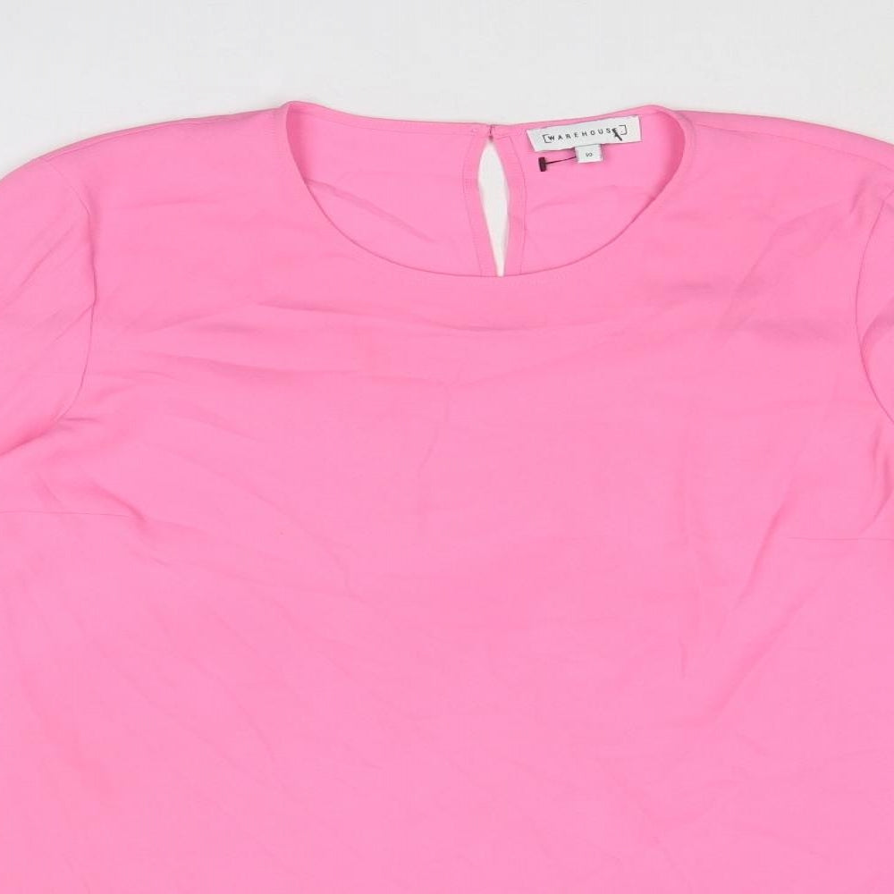 Womens UK Size 10 Warehouse Pink Basic Blouse