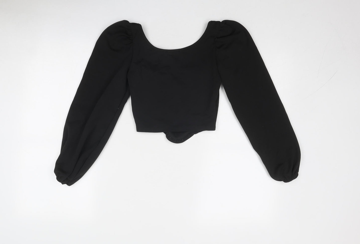 Womens UK Size 6 PRETTYLITTLETHING Black Cropped Blouse