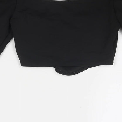 Womens UK Size 6 PRETTYLITTLETHING Black Cropped Blouse