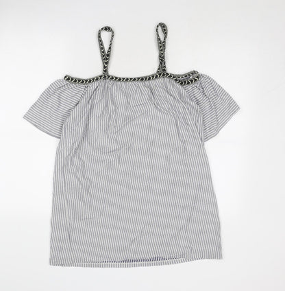 Womens UK Size M Pull&Bear Blue Basic Blouse