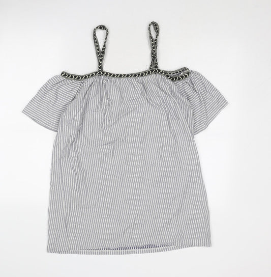 Womens UK Size M Pull&Bear Blue Basic Blouse