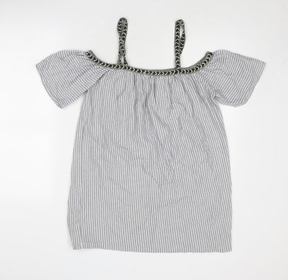 Womens UK Size M Pull&Bear Blue Basic Blouse