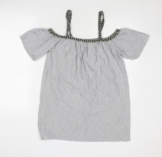 Womens UK Size M Pull&Bear Blue Basic Blouse
