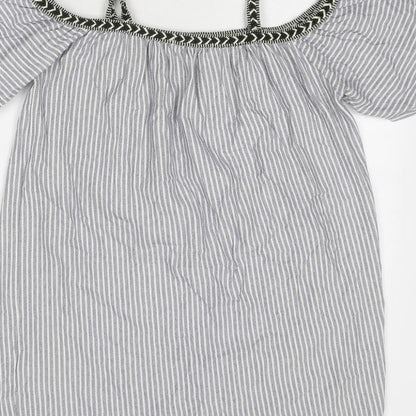 Womens UK Size M Pull&Bear Blue Basic Blouse