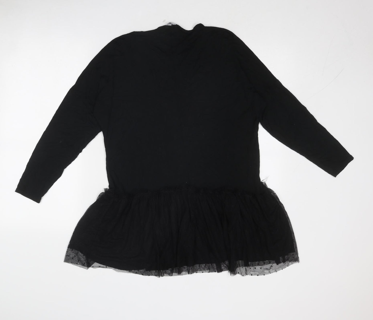 Boohoo Womens Black Polka Dot Viscose Jumper Dress Size 8 Round Neck Pullover