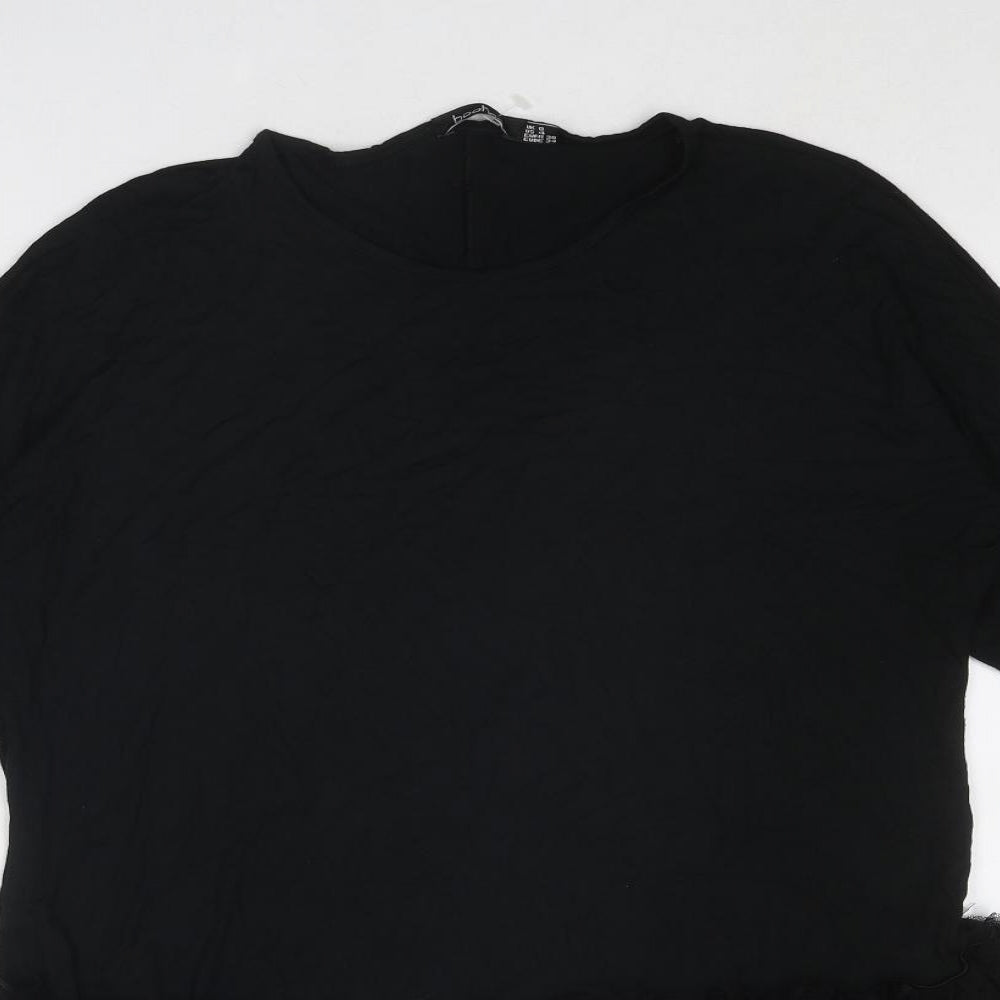 Boohoo Womens Black Polka Dot Viscose Jumper Dress Size 8 Round Neck Pullover